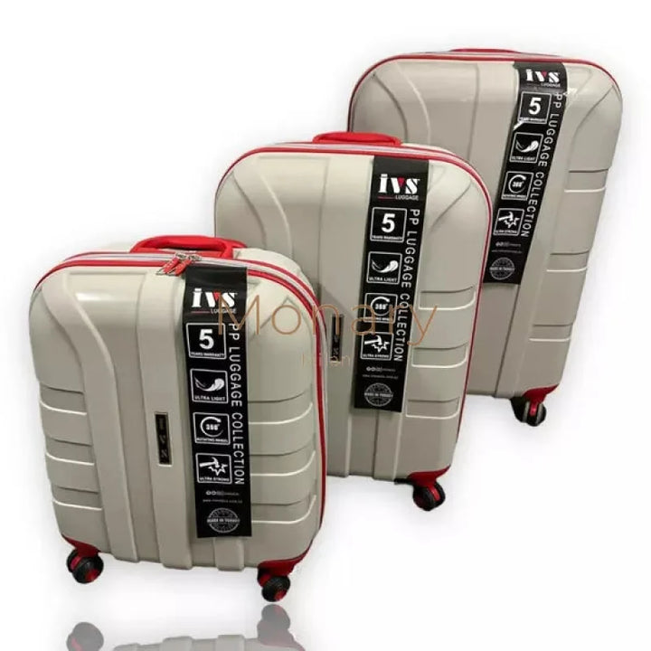סט 3 מזוודות IVS לבן אדום - Monary Milan