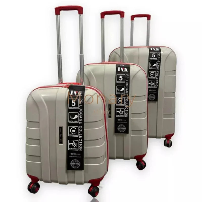 סט 3 מזוודות IVS לבן אדום - Monary Milan