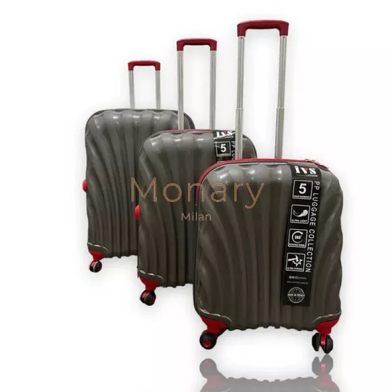 סט 3 מזוודות IVS אפור אדום - Monary Milan