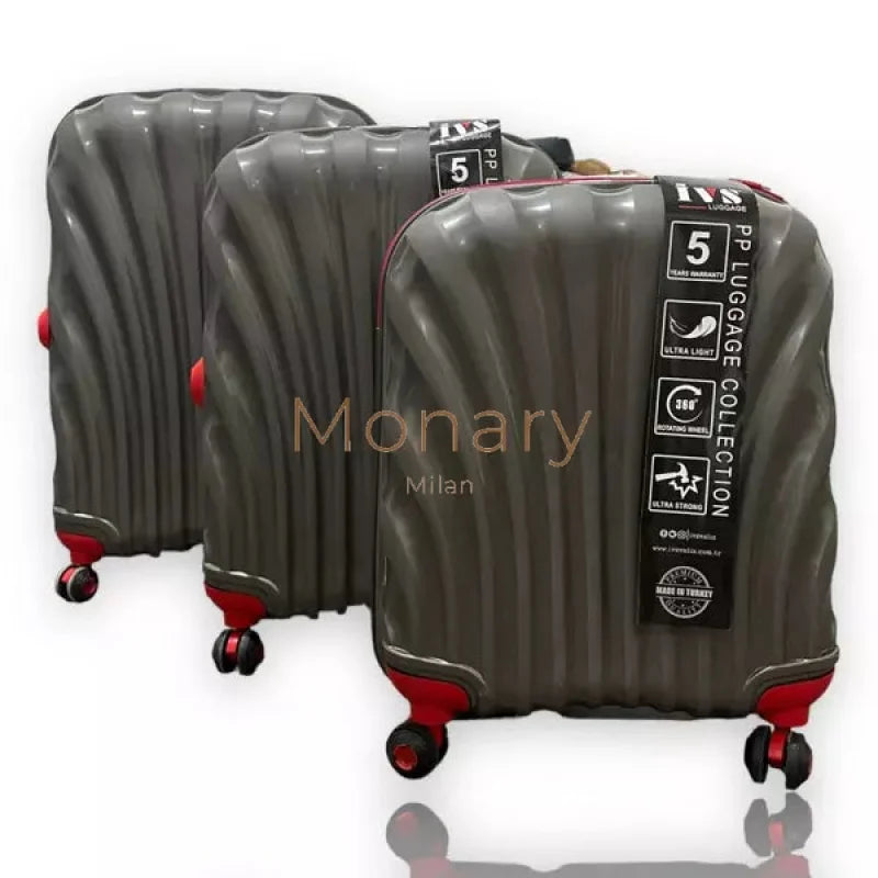 סט 3 מזוודות IVS אפור אדום - Monary Milan