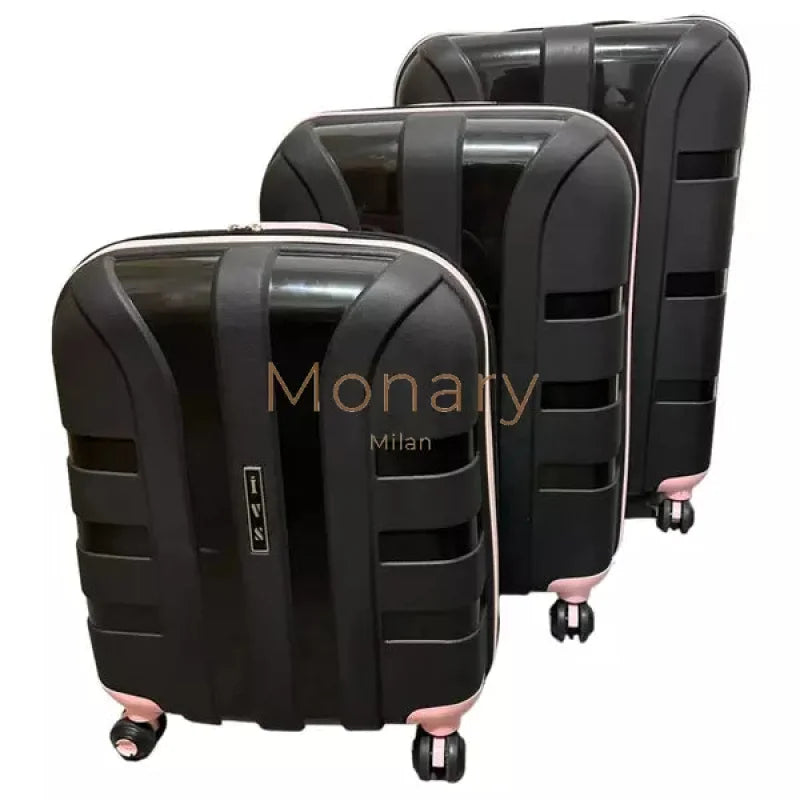 סט 3 מזוודות IVS שחור ורוד - Monary Milan