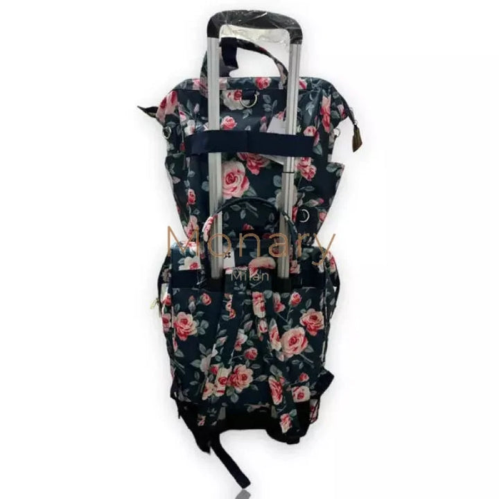 סט תיק נסיעות + גב פרחים כהה - Monary Milan