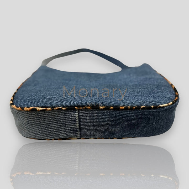 ⁨⁨תיק גינס כחול בגימור מנומר⁩⁩ - תיק Monary Milan