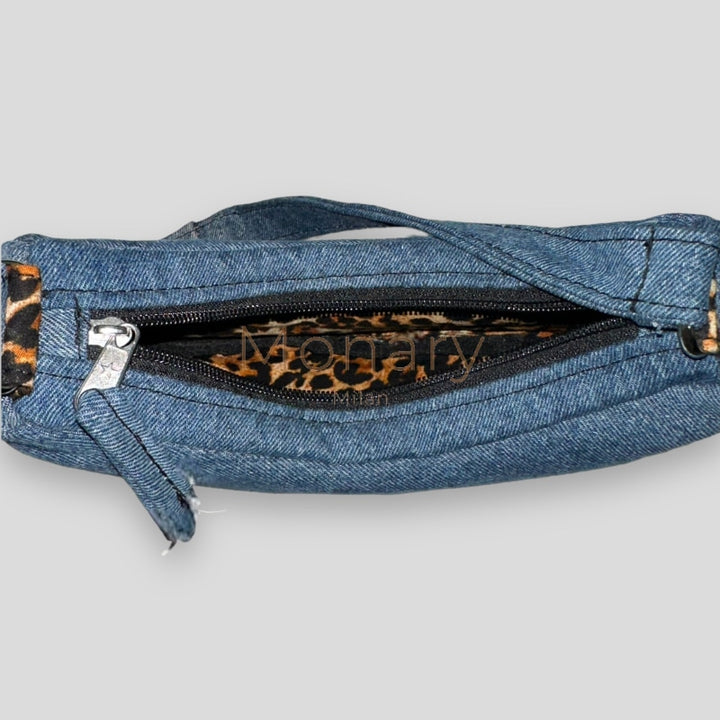 ⁨⁨תיק גינס כחול בגימור מנומר⁩⁩ - תיק Monary Milan