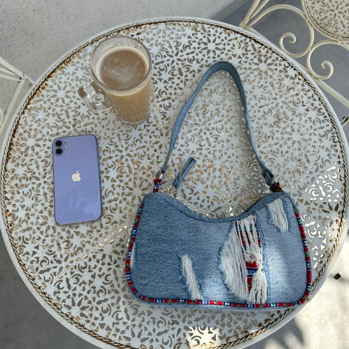 תיק גינס כחול עם קרעים - Monary Milan