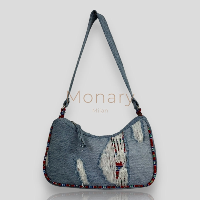 תיק גינס כחול עם קרעים - Monary Milan