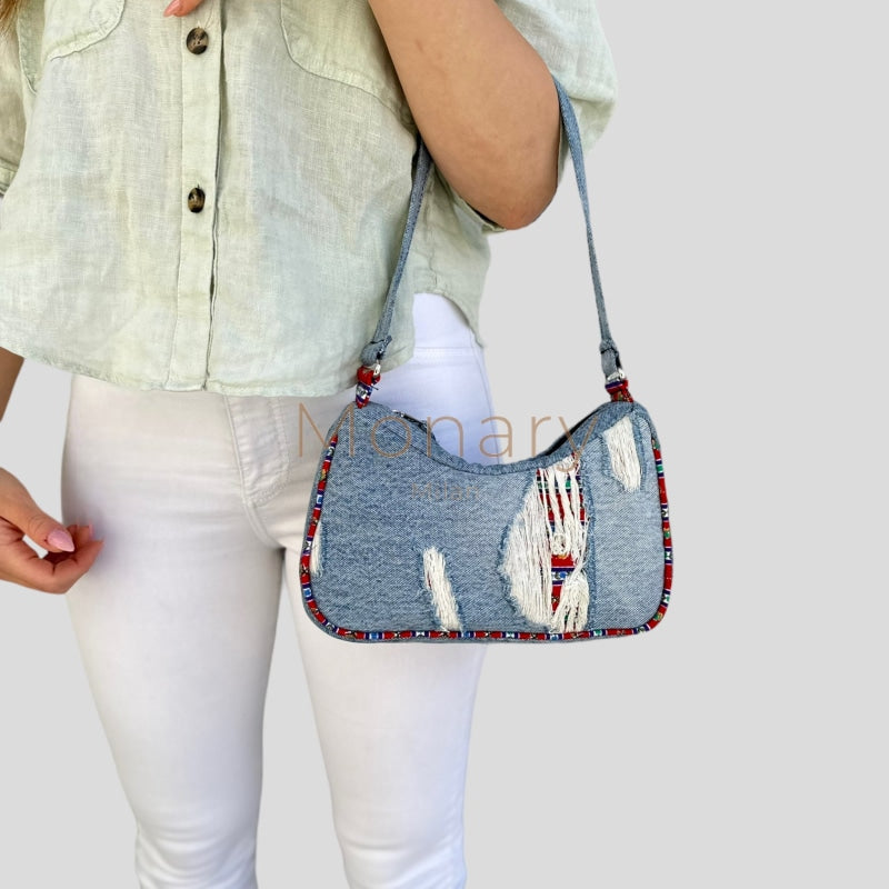 תיק גינס כחול עם קרעים - Monary Milan