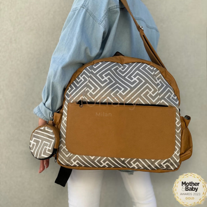 תיק החתלה לעגלה חום מעוצב - עבודת יד Monary Milan