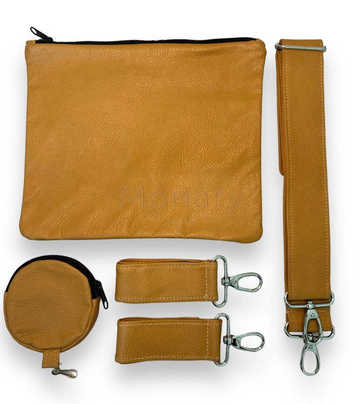 תיק החתלה לעגלה חום איטלקי חלק - עבודת יד Monary Milan