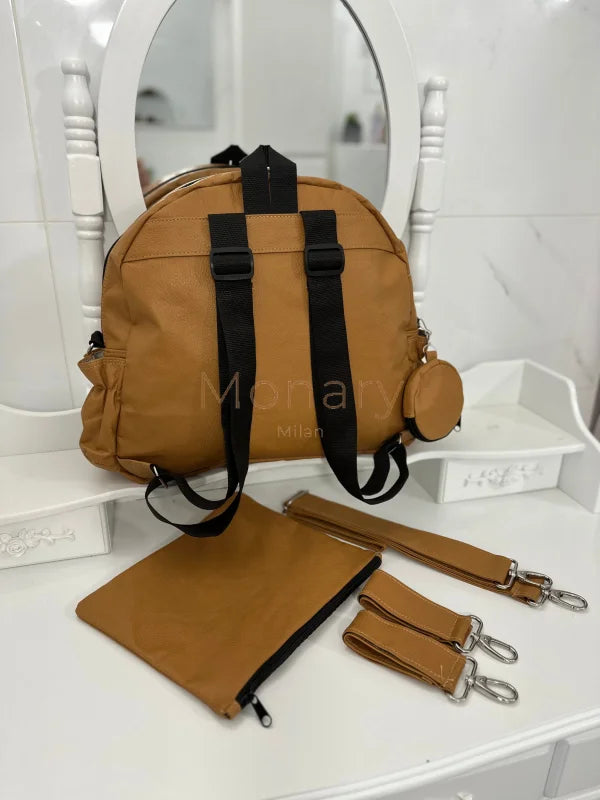 תיק החתלה לעגלה חום איטלקי חלק - עבודת יד Monary Milan