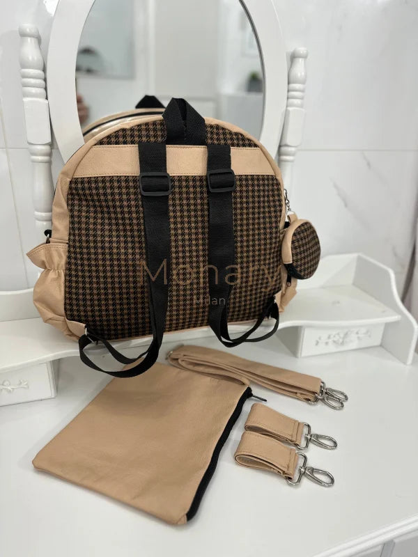 תיק החתלה לעגלה משבצות בהיר - עבודת יד Monary Milan