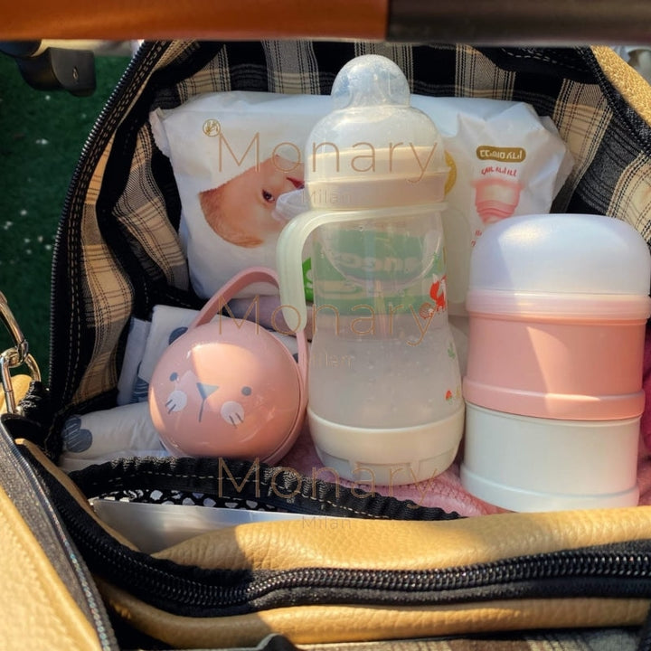 תיק החתלה לעגלה משבצות כהה - עבודת יד Monary Milan