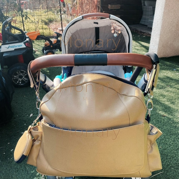 תיק החתלה לעגלה משבצות כהה - עבודת יד Monary Milan